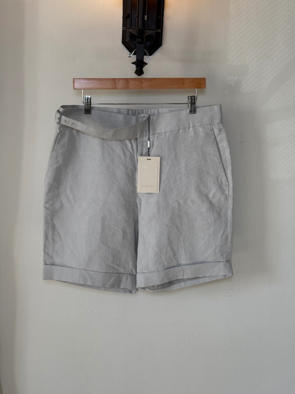 Suitsupply Gurkha Shorts NWT Light Gray Linen Cotton Size 52 US 36 Italy